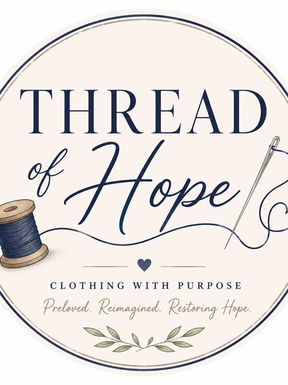 Thread of Hope Logo Graphic in Navy and Cream